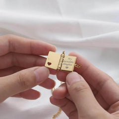 Customizable Book Locket Necklace in Stainless Steel – Personalized Engraving & Keepsake Design
