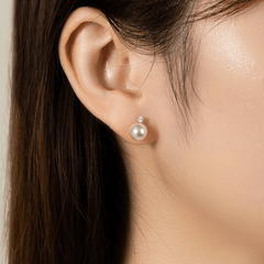 Premier Akoya Pearl 18K Gold 4-Prong Diamond Stud Earrings