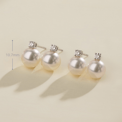 Premier Akoya Pearl 18K Gold 4-Prong Diamond Stud Earrings
