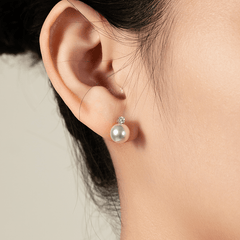 Premier Akoya Pearl 18K Gold 4-Prong Diamond Stud Earrings