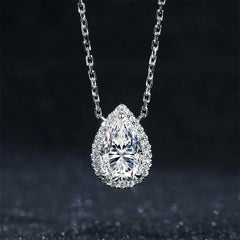 Lyriah Teardrop Moissanite Pendant - Ethical Elegance in Pure Silver