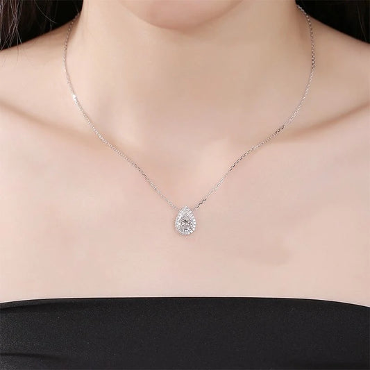 Lyriah Teardrop Moissanite Pendant - Ethical Elegance in Pure Silver