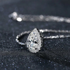 Lyriah Teardrop Moissanite Pendant - Ethical Elegance in Pure Silver