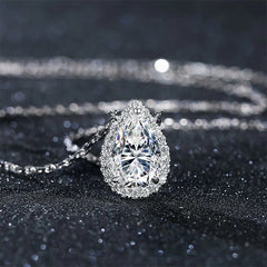 Lyriah Teardrop Moissanite Pendant - Ethical Elegance in Pure Silver