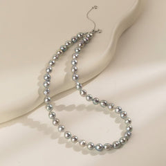 Silver Blue Baroque Akoya Pearl 18K Gold Classic Strand Necklace