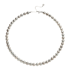 Silver Blue Baroque Akoya Pearl 18K Gold Classic Strand Necklace