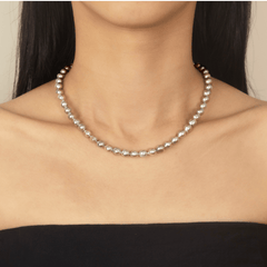 Silver Blue Baroque Akoya Pearl 18K Gold Classic Strand Necklace
