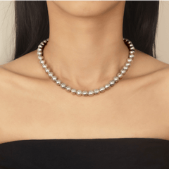 Silver Blue Baroque Akoya Pearl 18K Gold Classic Strand Necklace