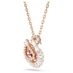 Elegant Swan Pendant Necklace with Sparkling Crystals – Rose Gold Finish