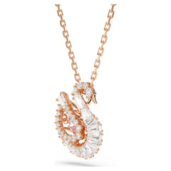 Elegant Swan Pendant Necklace with Sparkling Crystals – Rose Gold Finish