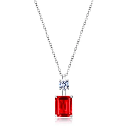 925 Silver Lab-Created Ruby Necklace - Small Edition A73-P1917997R