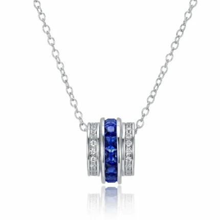 925 Silver Lab-Created Blue Sapphire Necklace - Model A73-P201996B