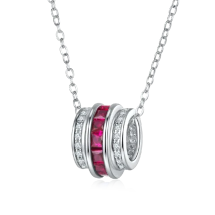 925 Silver Cultured Ruby Necklace A73-P201996R