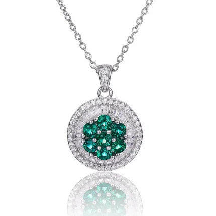 925 Silver Lab-Created Emerald Necklace - Model A73-P2020299