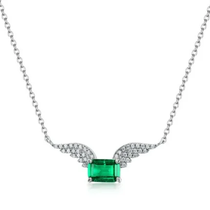 925 Silver Cultured Emerald Necklace DN0334