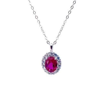 925 Silver Cultured Ruby Necklace AP0317R-1