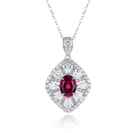 925 Silver Lab-Created Ruby Necklace - Model ZHF-P1477R