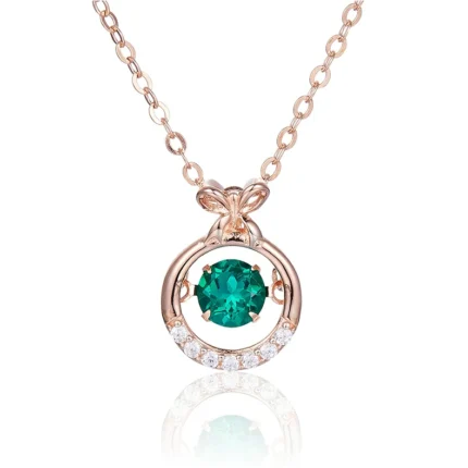 925 Silver Lab-Created Emerald Dynamic Necklace - Model HP0007