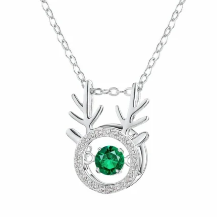 925 Silver Lab-Created Emerald Dynamic Necklace - Model LP0001