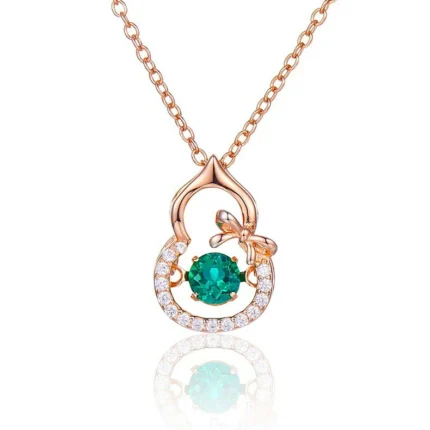 925 Silver Lab-Created Emerald Dynamic Necklace - Model LP0023R