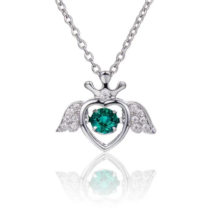 925 Silver Lab-Created Emerald Dynamic Necklace - Model LP0185