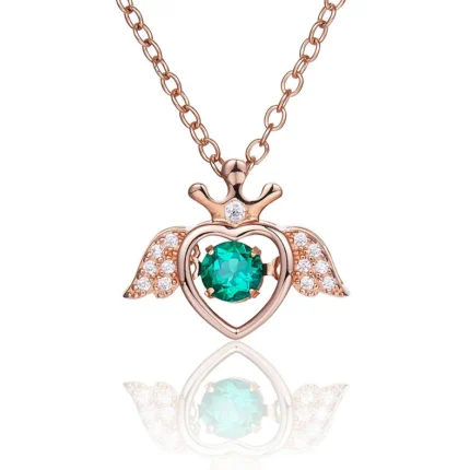 925 Silver Lab-Created Emerald Dynamic Necklace - Model LP0185R
