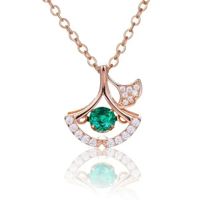 925 Silver Lab-Created Emerald Dynamic Necklace - Model LP0197R