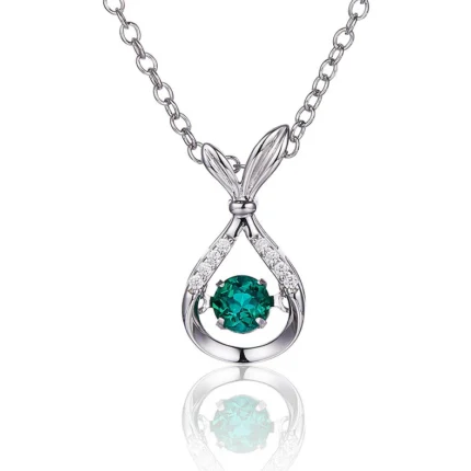 925 Silver Lab-Created Emerald Dynamic Necklace - Model LP0199