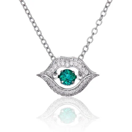 925 Silver Lab-Created Emerald Dynamic Necklace - Model LP0219