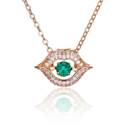 925 Silver Lab-Created Emerald Dynamic Necklace - Model LP0219R