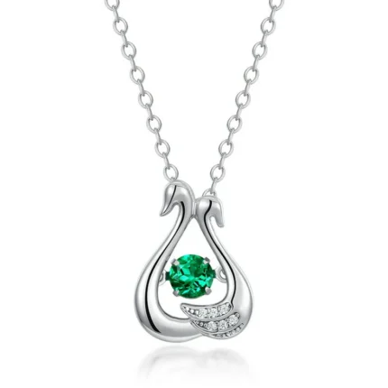 925 Silver Lab-Created Emerald Dynamic Necklace - Model LP0220
