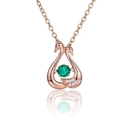 925 Silver Lab-Created Emerald Dynamic Necklace - Model LP0220R
