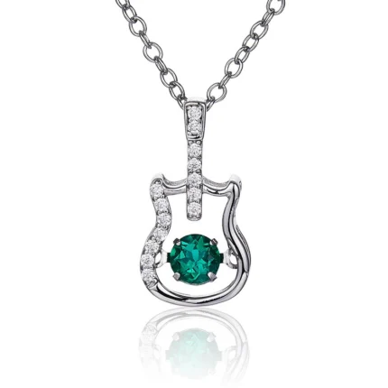 925 Silver Lab-Created Emerald Dynamic Necklace - Model LP0245