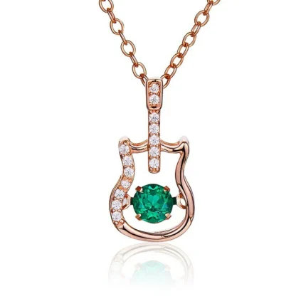 925 Silver Lab-Created Emerald Dynamic Necklace - Model LP0245R
