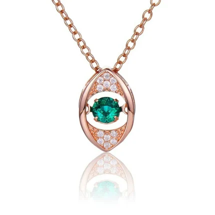 925 Silver Lab-Created Emerald Dynamic Necklace - Model LP0272