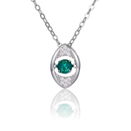 925 Silver Lab-Created Emerald Dynamic Necklace - Model LP0272R