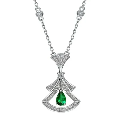 925 Silver Lab-Created Emerald Square Necklace - Model N17339
