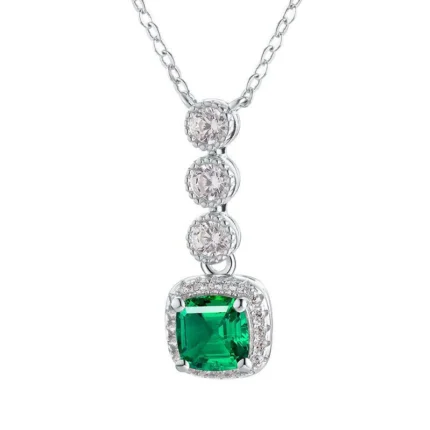 925 Silver Cultured Emerald Necklace N1917986