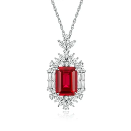 925 Silver Cultured Ruby Necklace P-015R