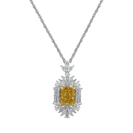 925 Silver Cubic Zirconia Yellow Necklace P-015Y