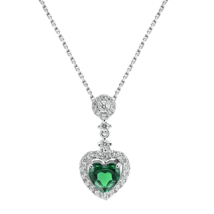 925 Silver Cultured Emerald Necklace P0033