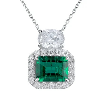 925 Silver Cultured Emerald Necklace P00451