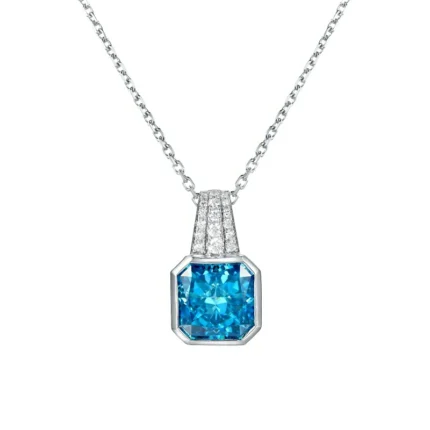 925 Silver Cubic Zirconia Blue Necklace P0046B