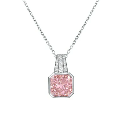 925 Silver Cubic Zirconia Pink Necklace P0046F