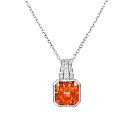 925 Silver Cubic Zirconia Orange Necklace P0046R