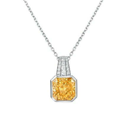 925 Silver Cubic Zirconia Yellow Necklace P0046Y