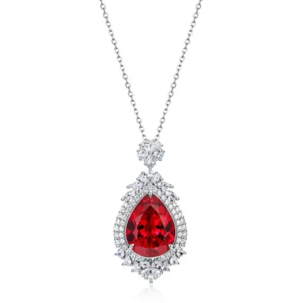 925 Silver Red Ruby Necklace - P0168R