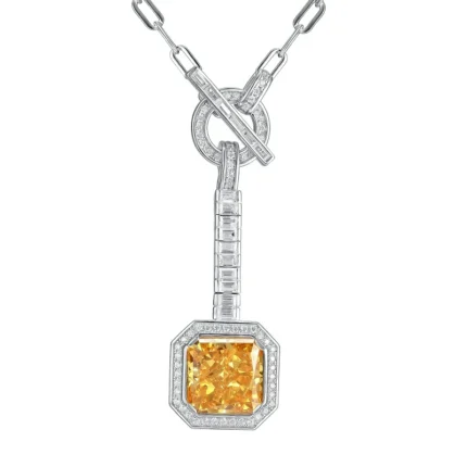 925 Silver Cubic Zirconia Yellow Necklace P0340Y