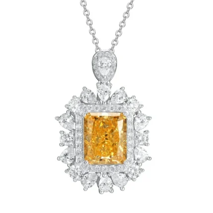 925 Silver Cubic Zirconia Yellow Necklace P0357Y