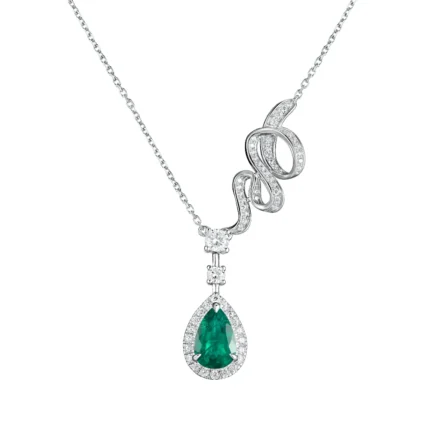 925 Silver Cultured Emerald Necklace P0606